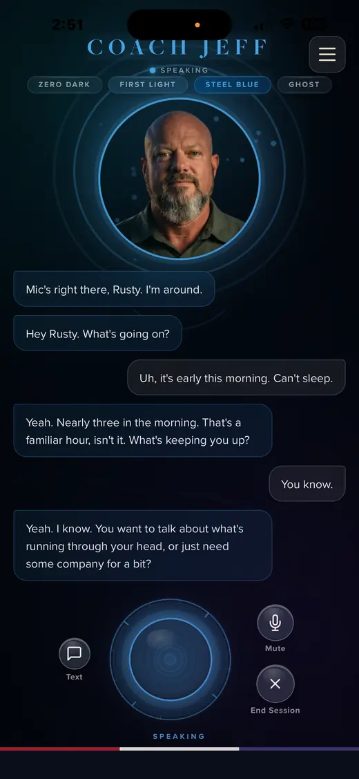 Coach Jeff conversation screen
